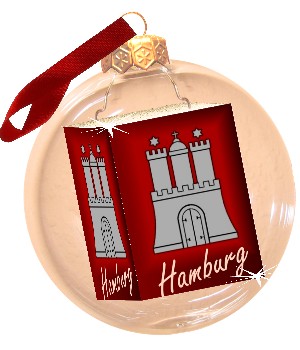 Fotokugel, Weihnachtskugel mit Foto von Hamburg, Wappen